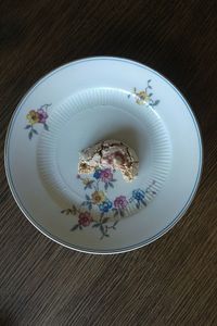 High angle view of dessert in plate on table