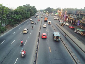 High angle view of city street