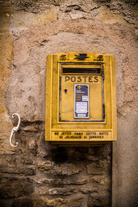 Close-up of yellow wall