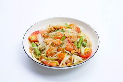 High angle view of food served in bowl