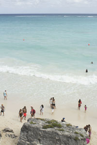 High angle view of people at beach