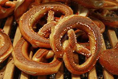 Full frame shot of pretzels