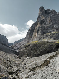 Scenic view of rocky mountains against sky