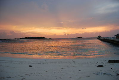 Scenic view of sea at sunset