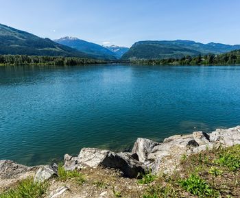 Scenic view of lake against sky