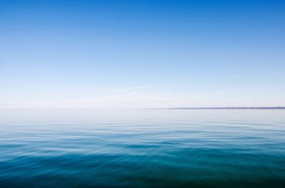 Scenic view of lake ontario against clear blue sky