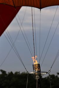 Low angle view of hot air balloon  against sky