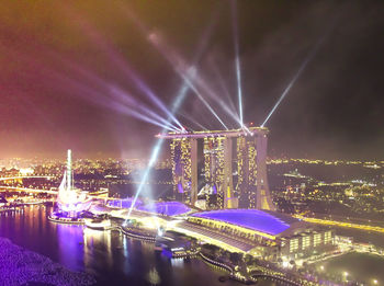 Illuminated city at night