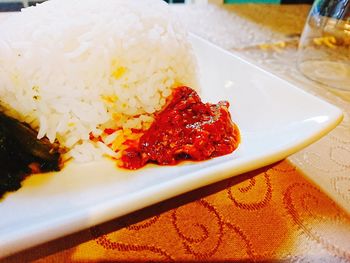 Close-up of meal served in plate