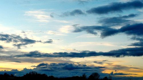 Low angle view of silhouette birds flying against sky