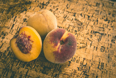 High angle view of fruits on table