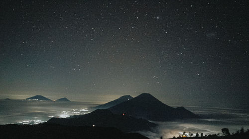 Scenic view of sea against sky at night