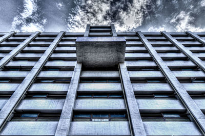 Low angle view of building which has balcony