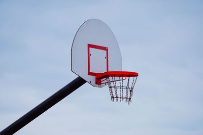 Low angle view of basketball hoop against sky