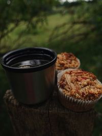 Close-up of breakfast on table