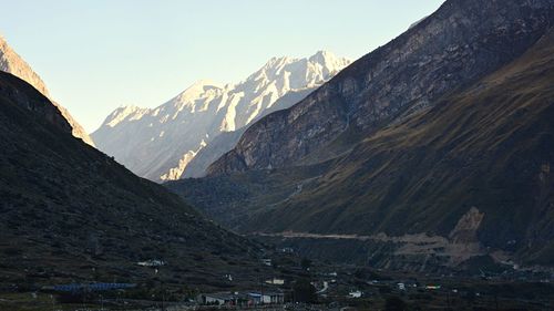 Scenic view of mountains against clear sky