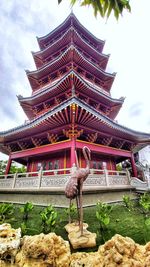 Low angle view of temple against sky