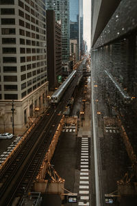 Chicago's elevated train in a rainy day