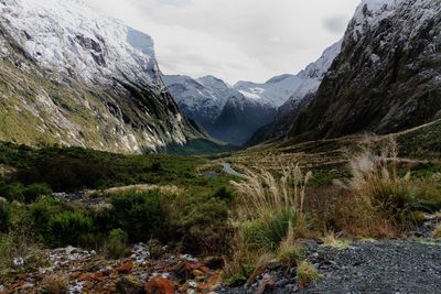 Scenic view of mountains against sky