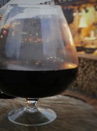 Close-up of beer on table