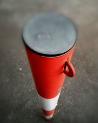 High angle view of red drink