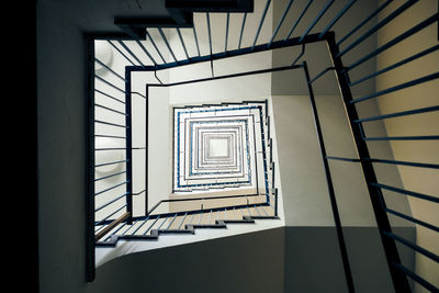 Directly below shot of spiral staircase