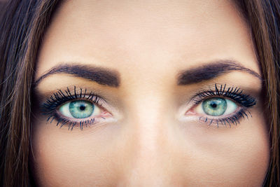 Cropped portrait of woman eyes