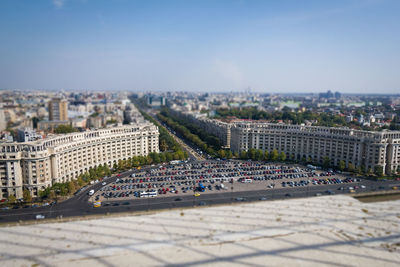 High angle view of city street against sky palatul parlamentului