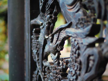 Close-up of metal statue