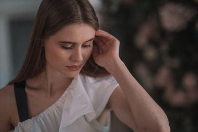 Close-up portrait of a young woman