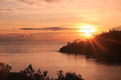 Scenic view of sunset over river