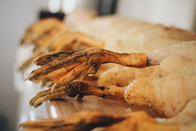 Close-up of meat on barbecue grill