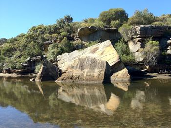 Scenic view of river against clear sky