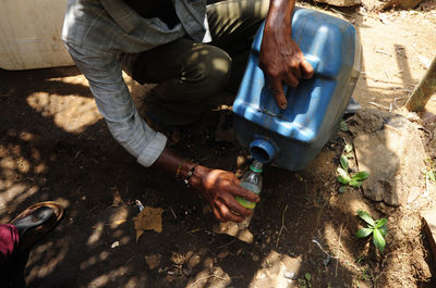 Low section of man working