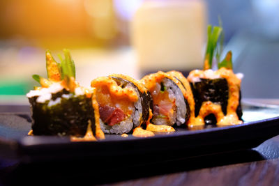 Close-up of seafood in plate