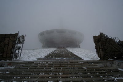 Buildings in foggy weather