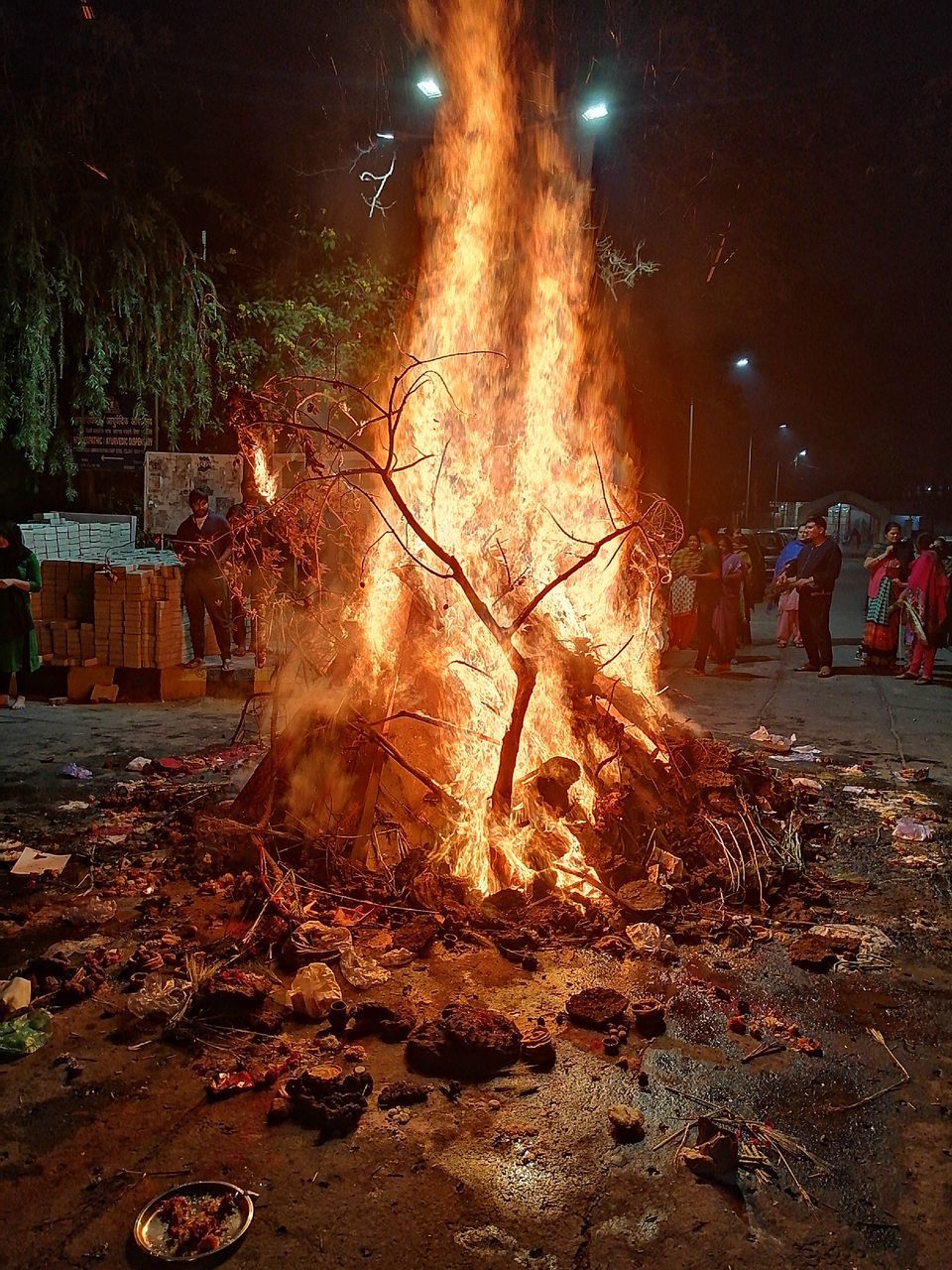 VIEW OF FIRE IN THE DARK