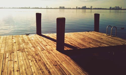 Wooden pier on lake