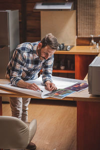 Man working on table