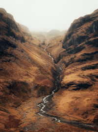 Scenic view of mountains against sky  waterfall