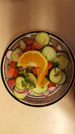 High angle view of fruits in bowl