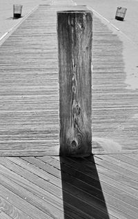 High angle view of wooden table