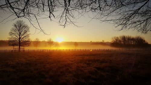 Scenic view of sunset over landscape