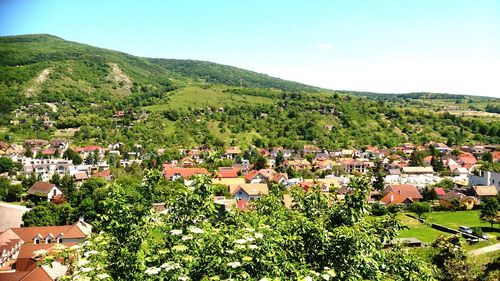 High angle view of townscape against sky