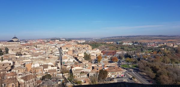 High angle view of townscape against sky