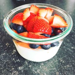 Close-up of strawberries in bowl