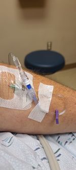 High angle view of human hand