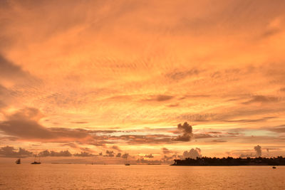 Scenic view of sea against dramatic sky