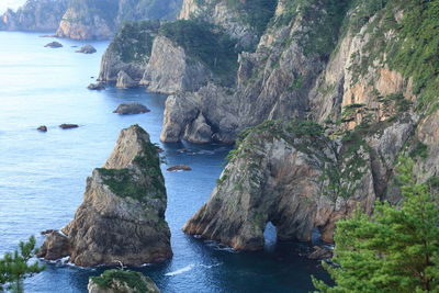 Scenic view of sea and rocks