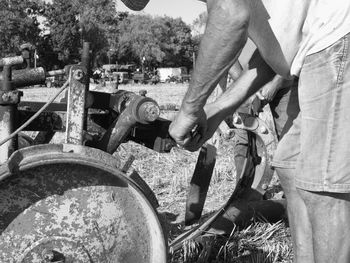 Man working on field